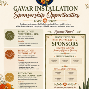 GAVAR Installation of Officers and Directors Premier Sponsor- $500